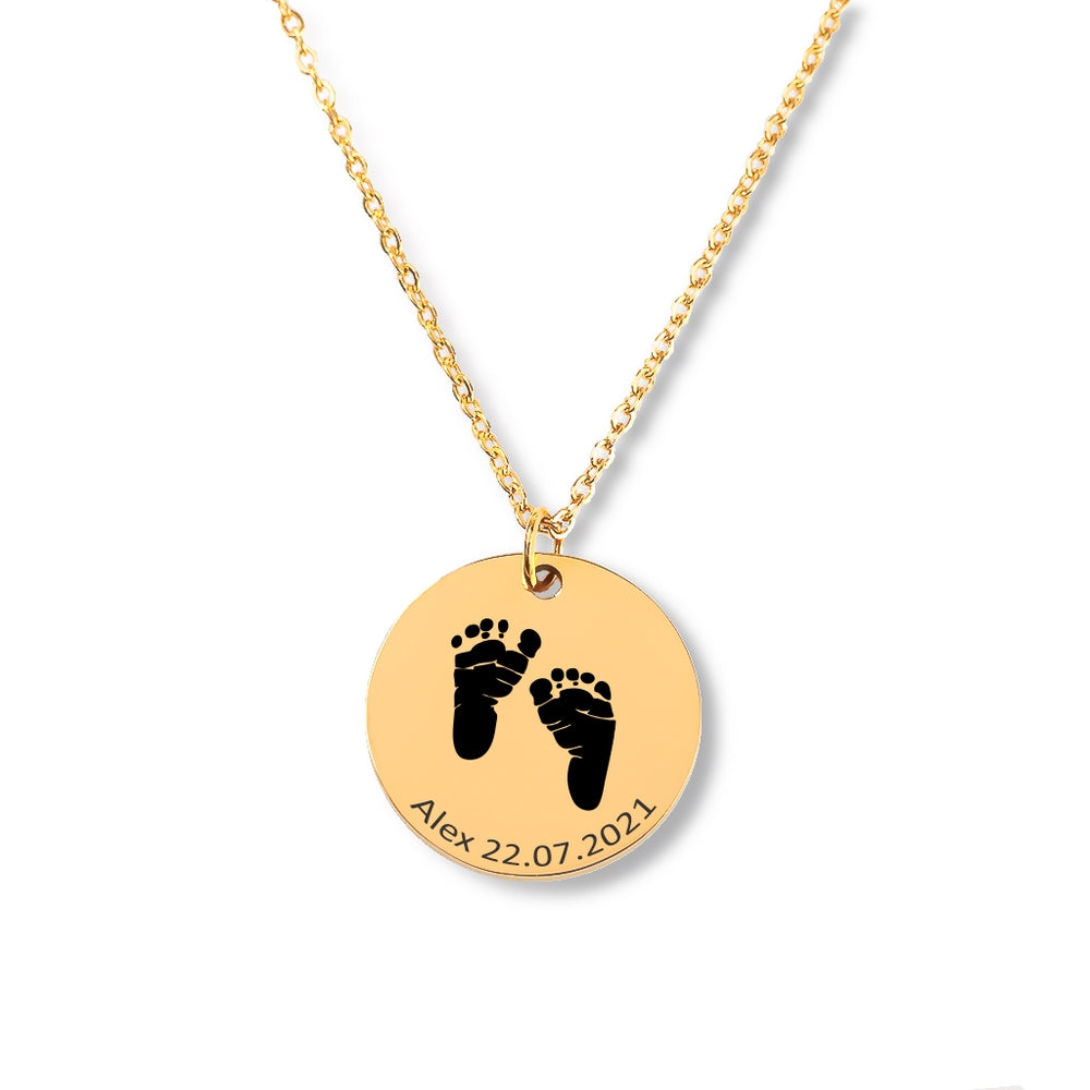 Personalized Necklaces - Custom Baby Feet Necklace 