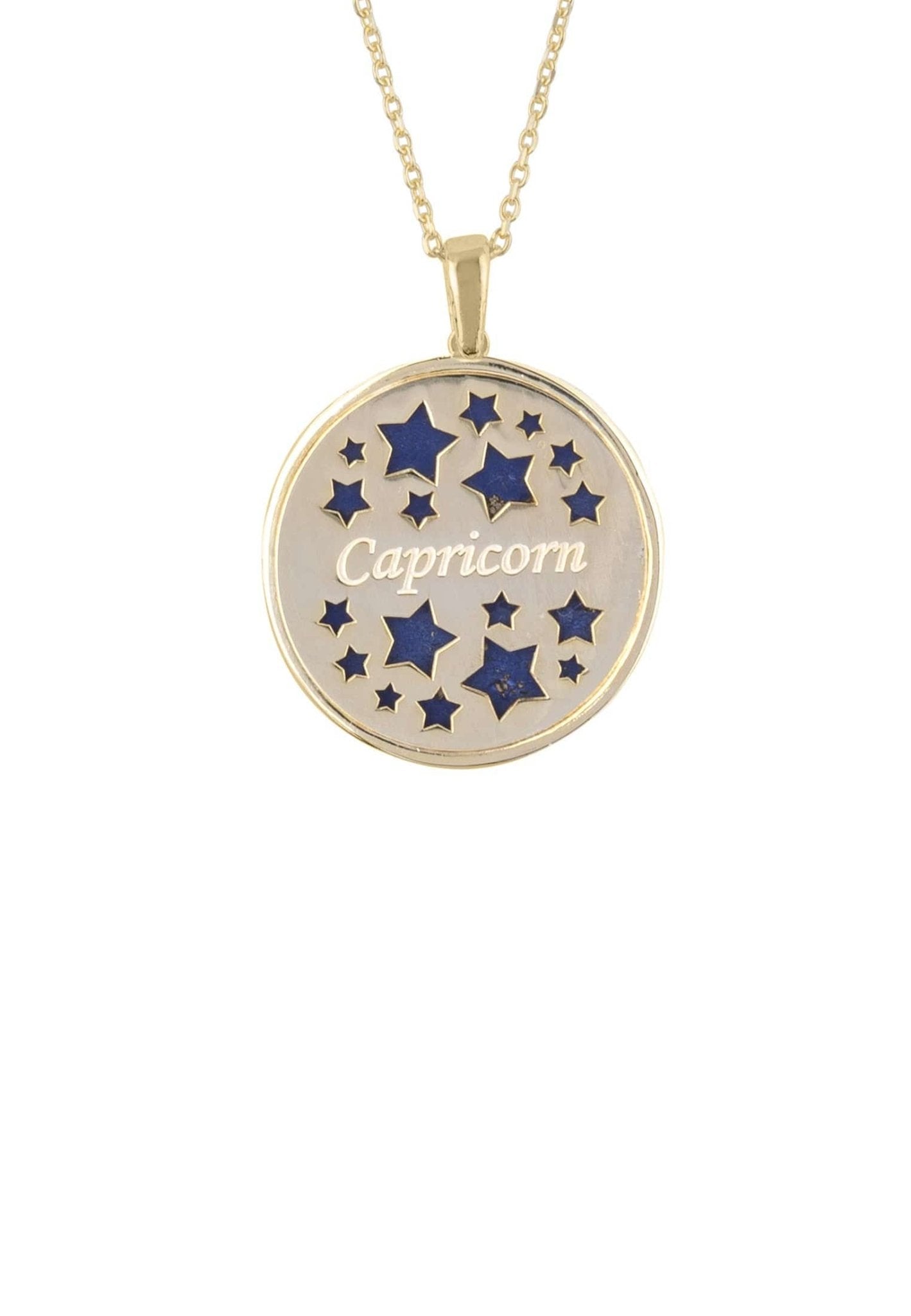 Personalized Necklaces - Zodiac Lapis Lazuli Constellation Pendant Necklace Gold Capricorn 