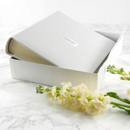 Personalized Photo Album in White Leather