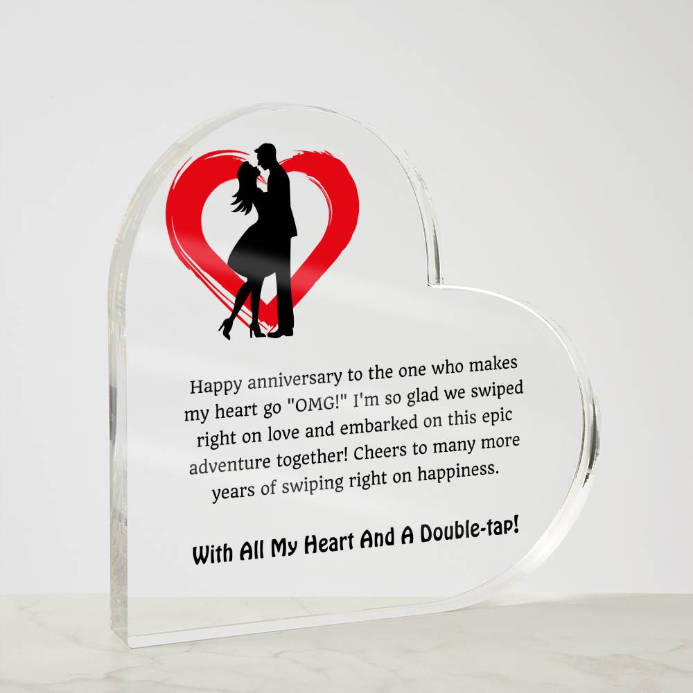 Acrylic Heart Anniversary Plaque 