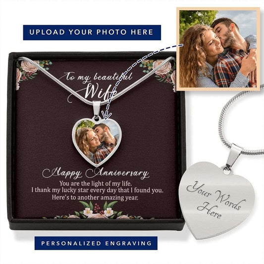 Anniversary Gift - Custom Photo Heart Necklace
