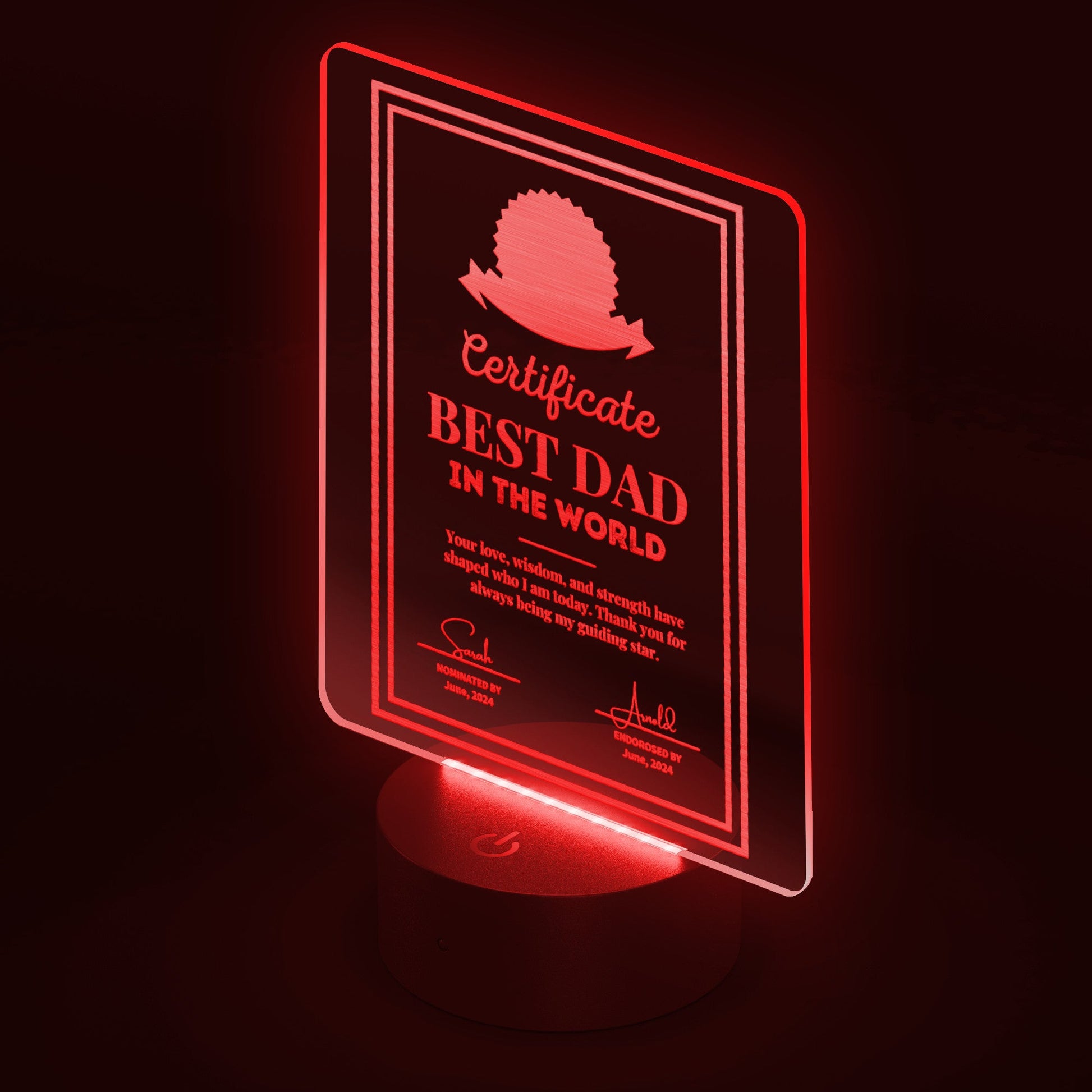 Personalized LED Signs - Best Dad Award Acrylic LED Plaque 