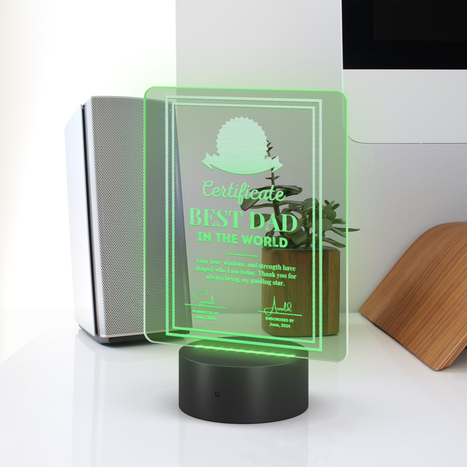 Personalized LED Signs - Best Dad Award Acrylic LED Plaque 