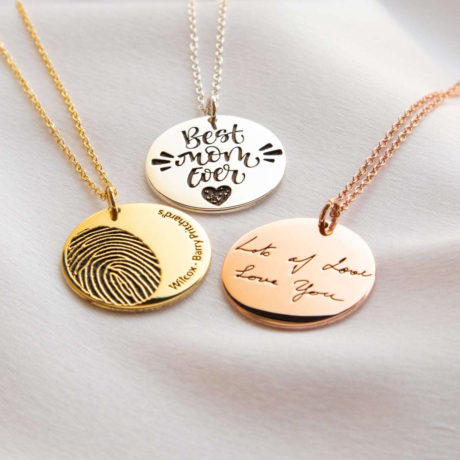 Personalized  - Fingerprint & Handwriting Coin Necklace 