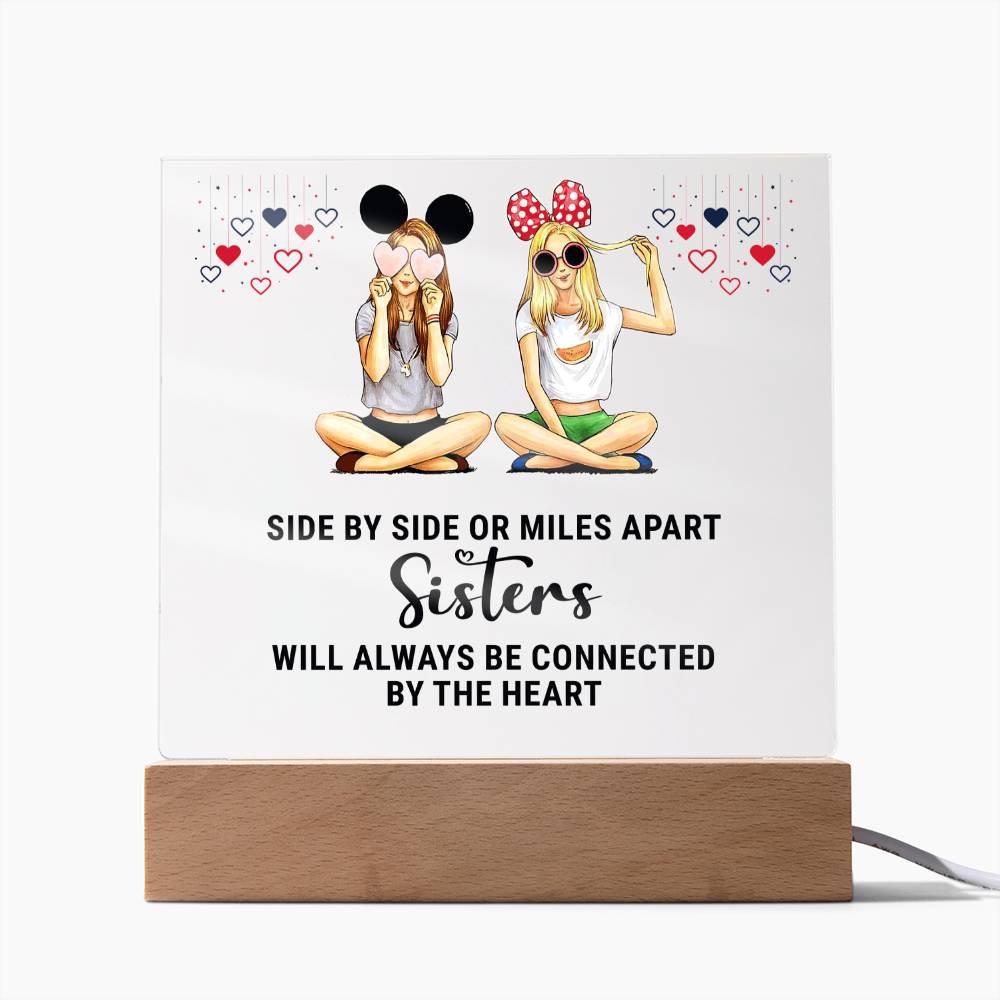 Connected by Heart, Sister's Acrylic Plaque | Lovesakes