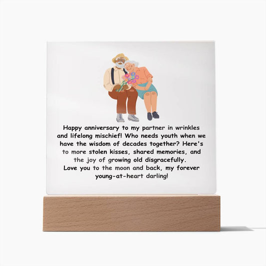 Elderly Couple Anniversary Gift Plaque