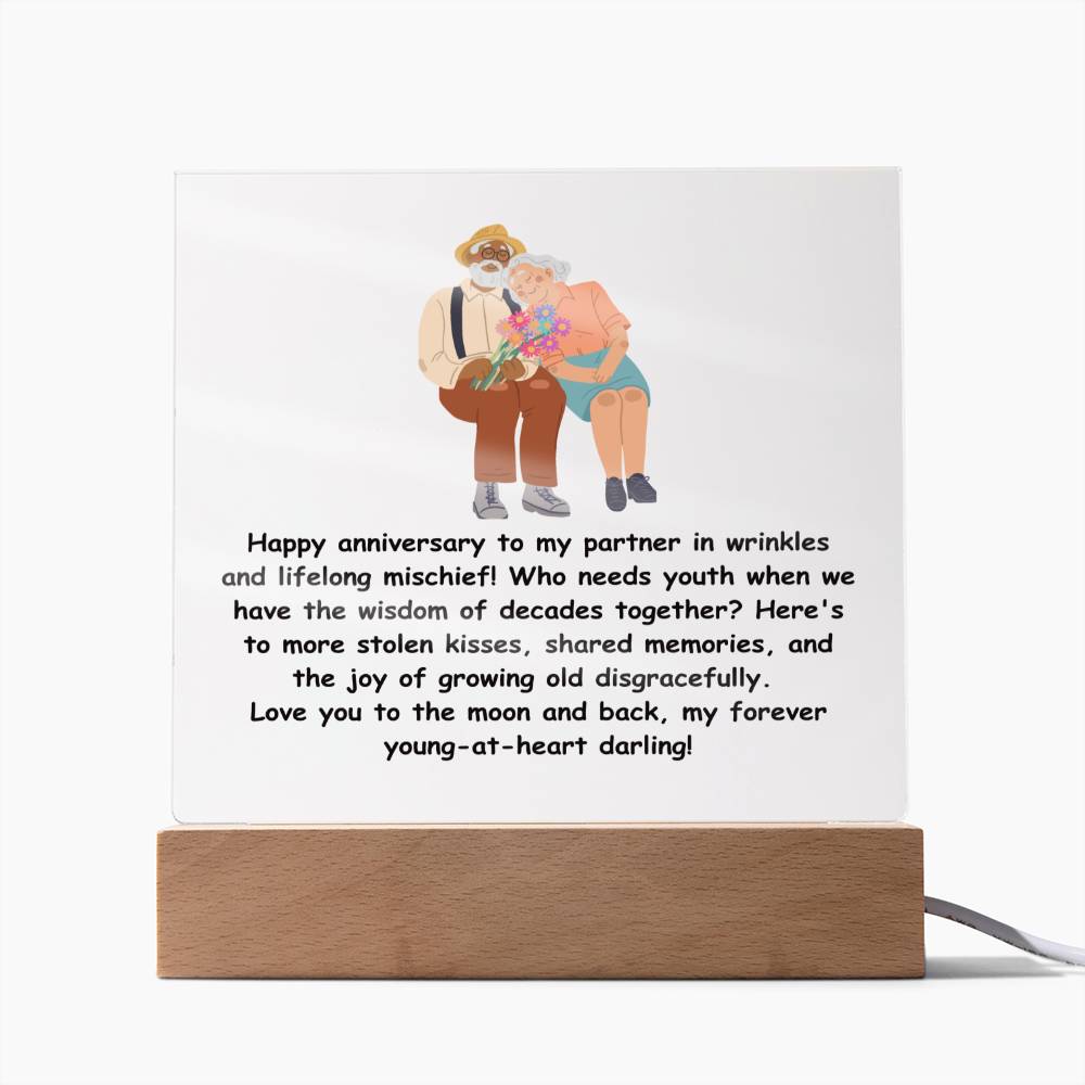 Elderly Couple Anniversary Gift Plaque 