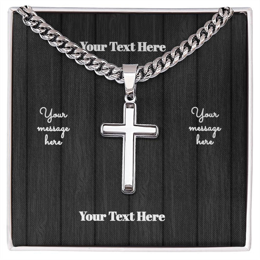 Engravable Cuban Cross Chain + Personalized Message Card