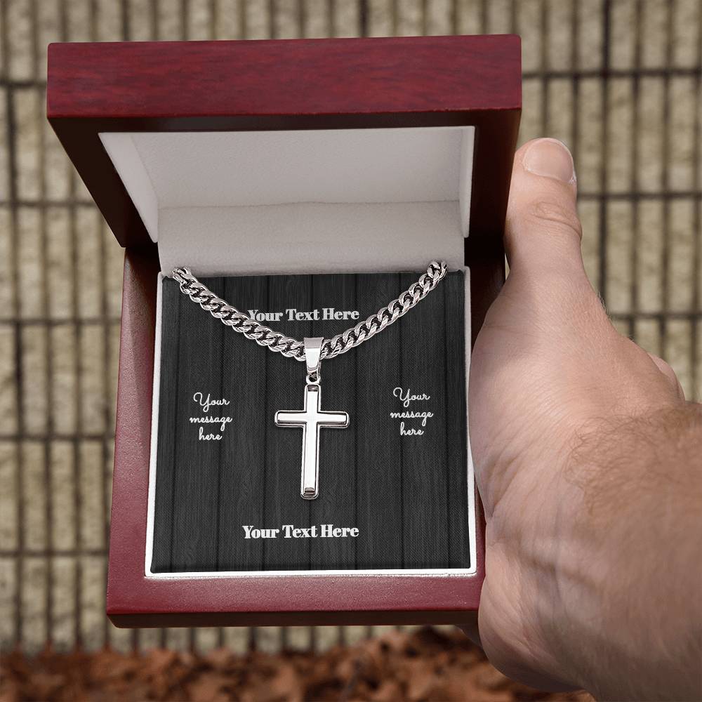 Engravable Cuban Cross Chain + Personalized Message Card | Lovesakes