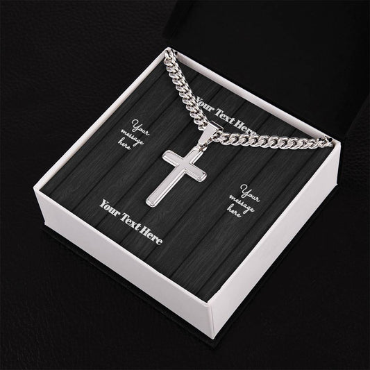 Engravable Cuban Cross Chain + Personalized Message Card
