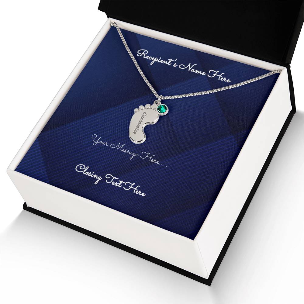 Engraved Baby Feet Birthstone Necklace + Personalized Card | Lovesakes