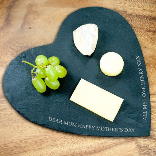 Engraved Heart Slate Cheese Board - Lovesakes