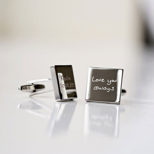 Engraved Own Actual Handwriting Cufflinks