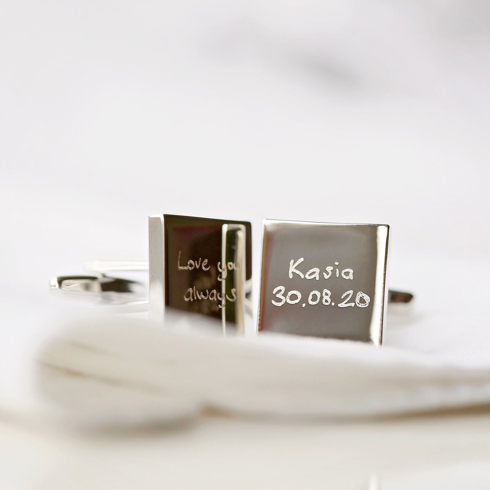 Engraved Own Actual Handwriting Cufflinks - Lovesakes