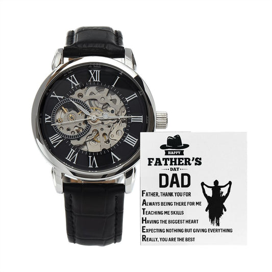 Fathers Day Gift - Mens Openwork Watch