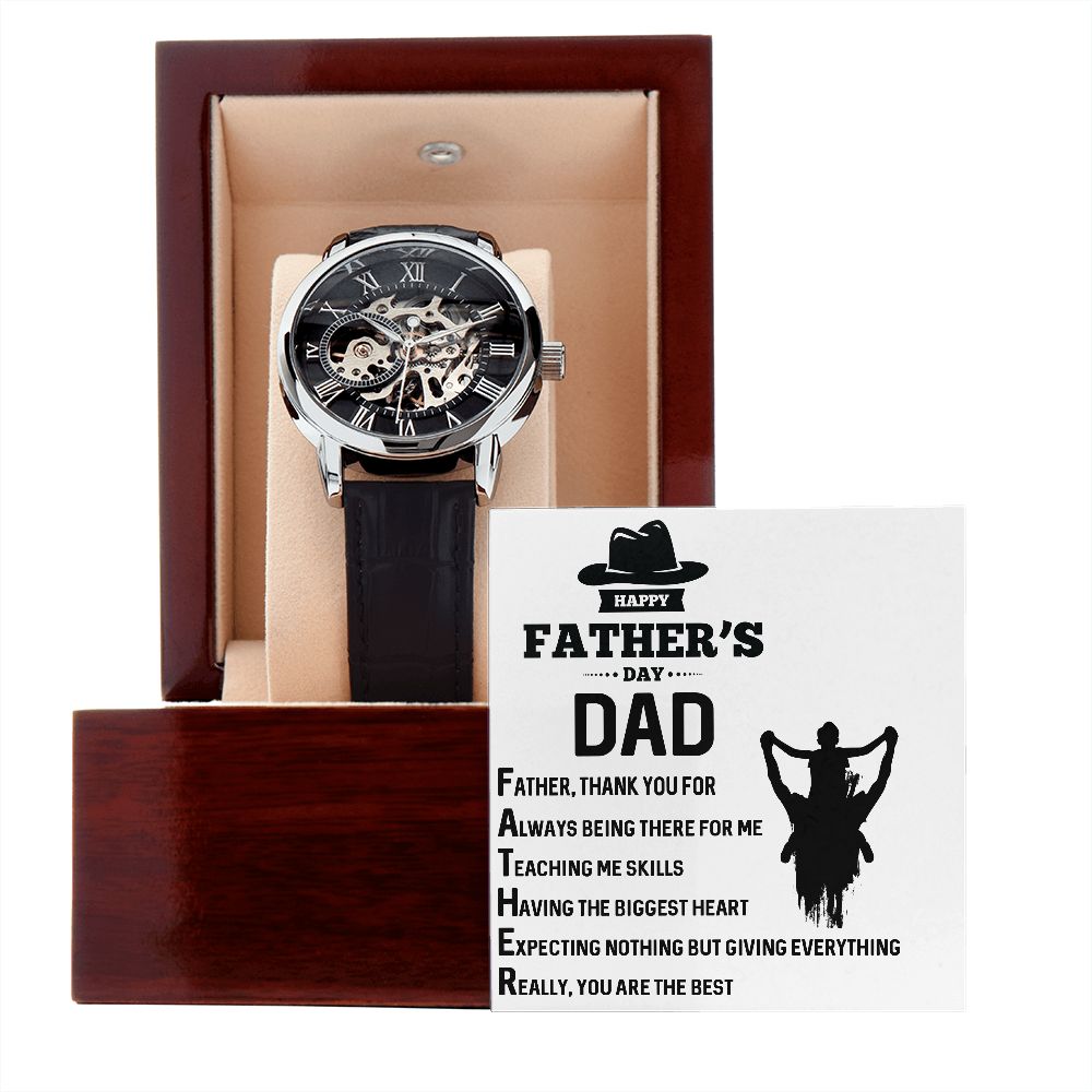 Fathers Day Gift - Mens Openwork Watch 