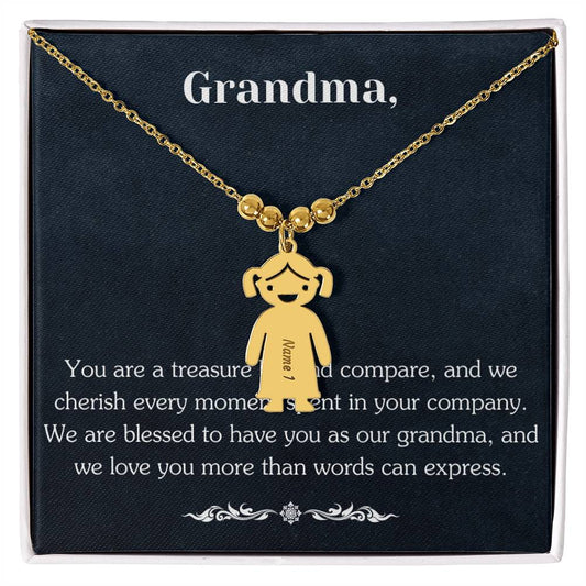 Grandma Gift - Engraved Child Charm Necklace