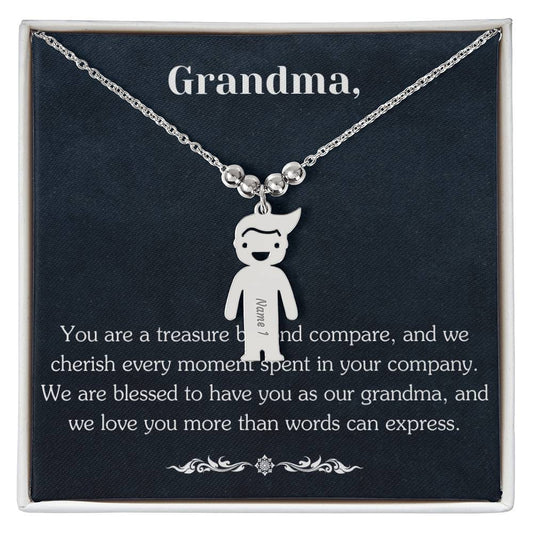 Grandma Gift - Engraved Child Charm Necklace