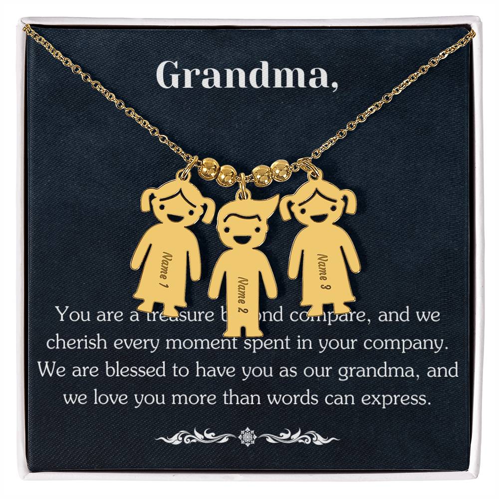 Grandma Gift - Engraved Child Charm Necklace | Lovesakes