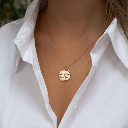 Fingerprint & Handwriting Coin Necklace