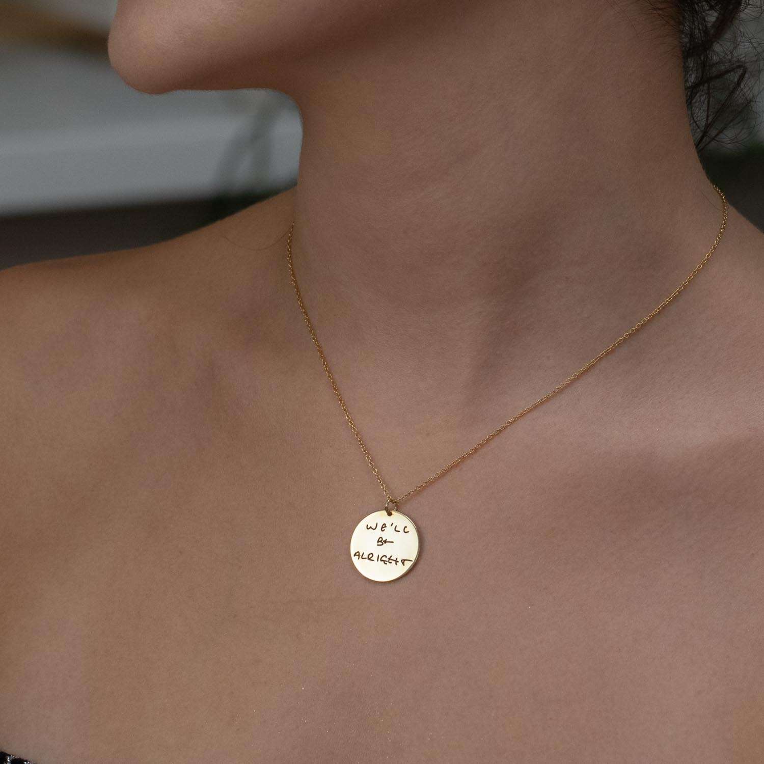 Personalized  - Fingerprint & Handwriting Coin Necklace 