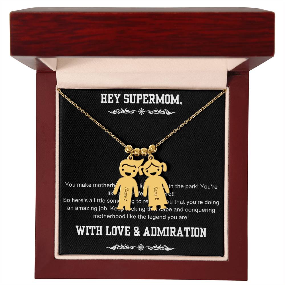 Hey Supermom Engraved Child Name Necklace | Lovesakes