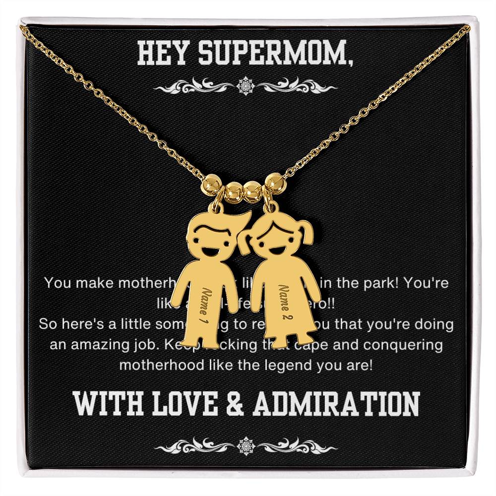 Hey Supermom Engraved Child Name Necklace | Lovesakes