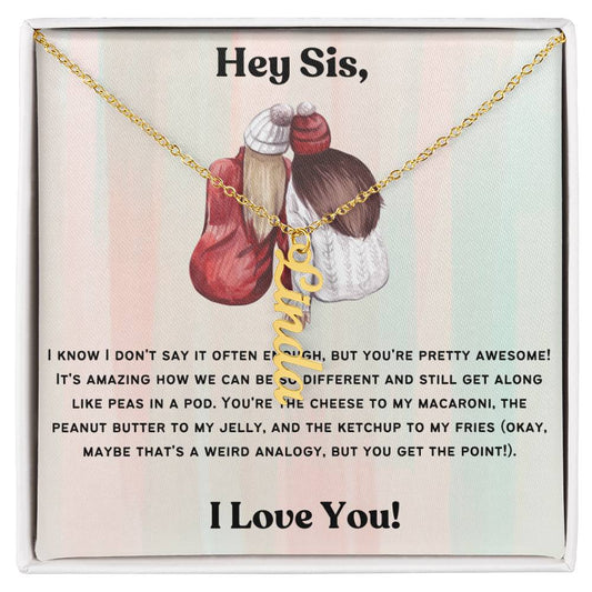 Hey Sis Vertical Multi-Name Necklace