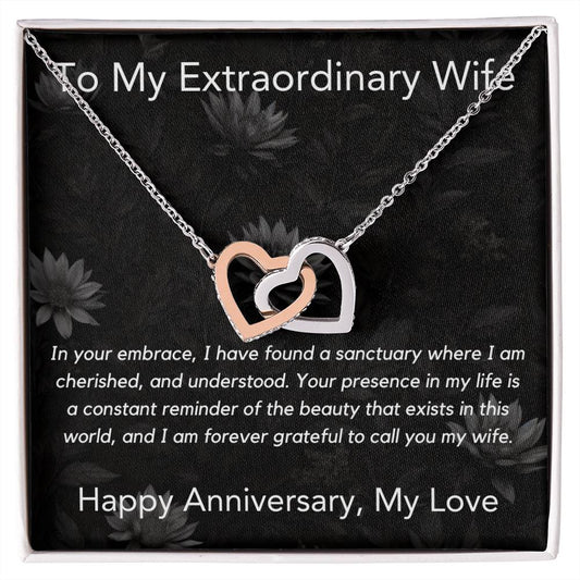 Interlocking Hearts Necklace + Anniversary Card