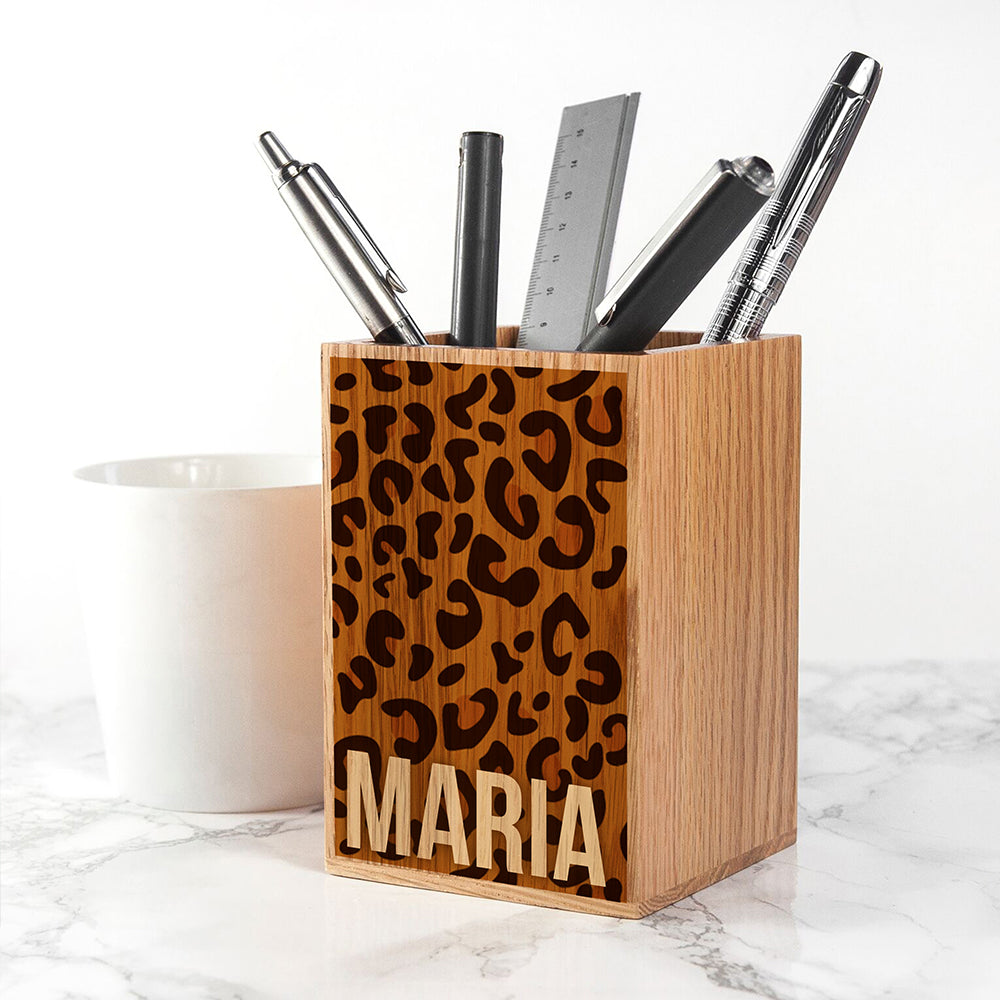 Personalized Pencil Cases - Personalized Animal Print Pen Pot 