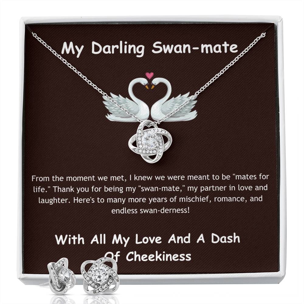 Love Knot  Earring & Necklace Set + Swan-mate Card | Lovesakes | Sentimental Gifts