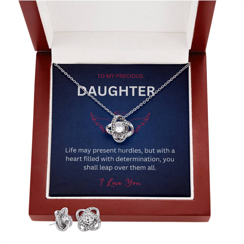 Love Knot Earring & Necklace Set - To My Precious Daughter | Lovesakes | Sentimental Gifts