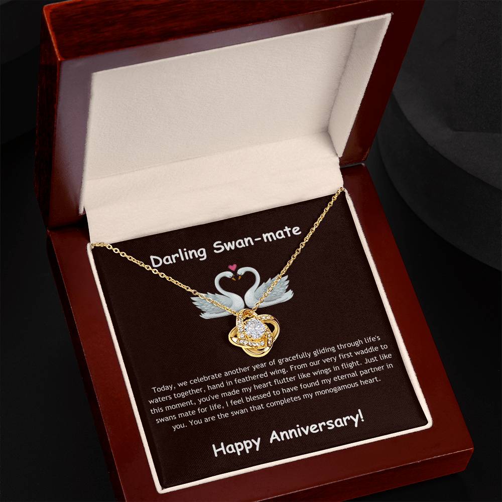 Love-knot Zircon Necklace + Darling Swan-mate Anniversary Card | Lovesakes