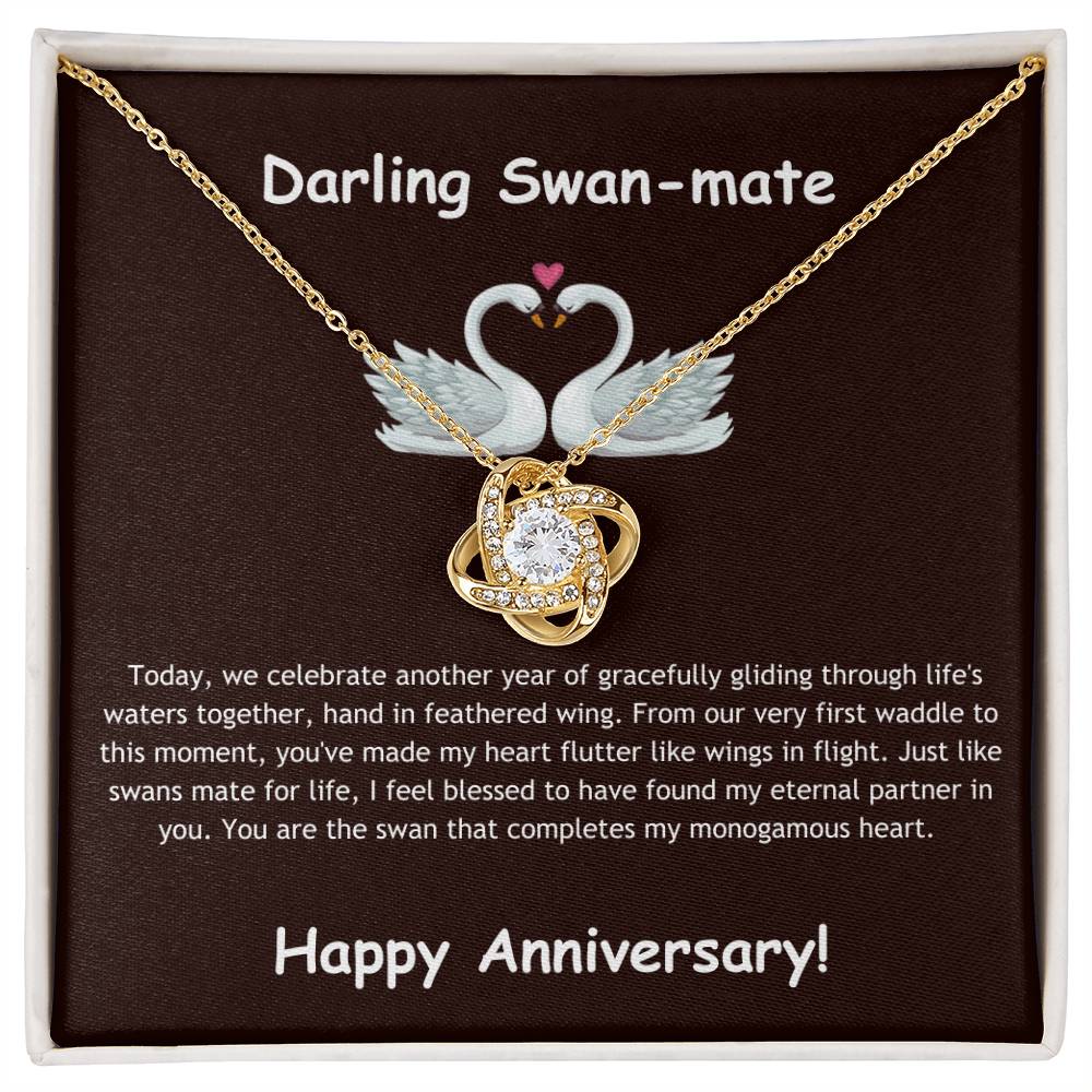 Love-knot Zircon Necklace + Darling Swan-mate Anniversary Card | Lovesakes