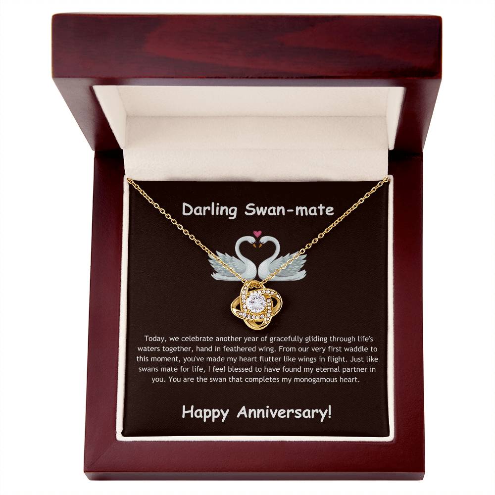 Love-knot Zircon Necklace + Darling Swan-mate Anniversary Card | Lovesakes