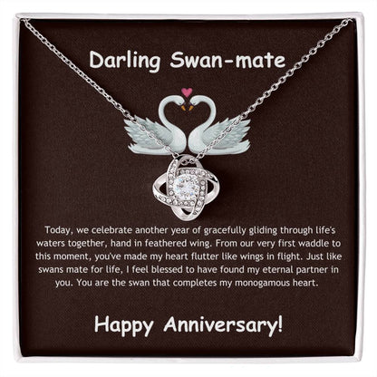 Love-knot Zircon Necklace + Darling Swan-mate Anniversary Card | Lovesakes