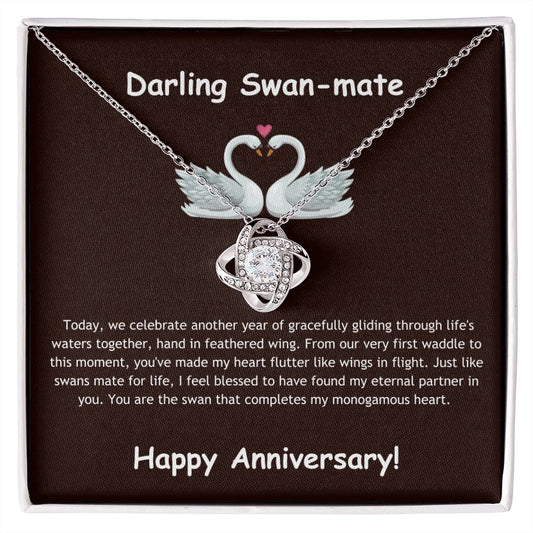 Love-knot Zircon Necklace + Darling Swan-mate Anniversary Card