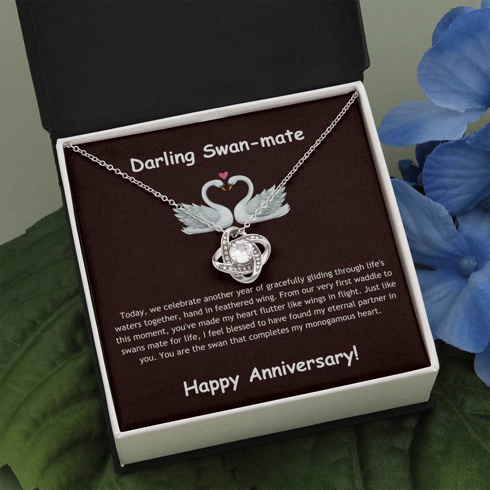 Love-knot Zircon Necklace + Darling Swan-mate Anniversary Card | Lovesakes