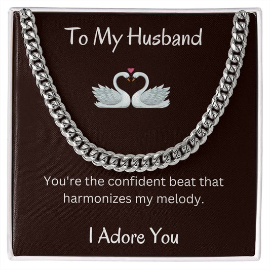 Men's Cuban Link Chain + Adore You Husband Message Card