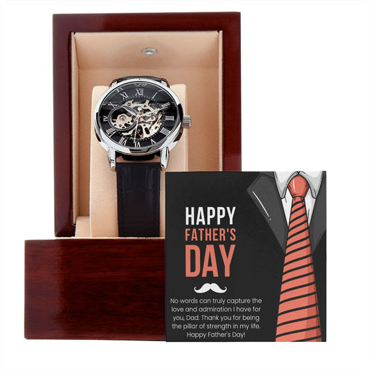 Mens Openwork Watch + Fathers Day Card