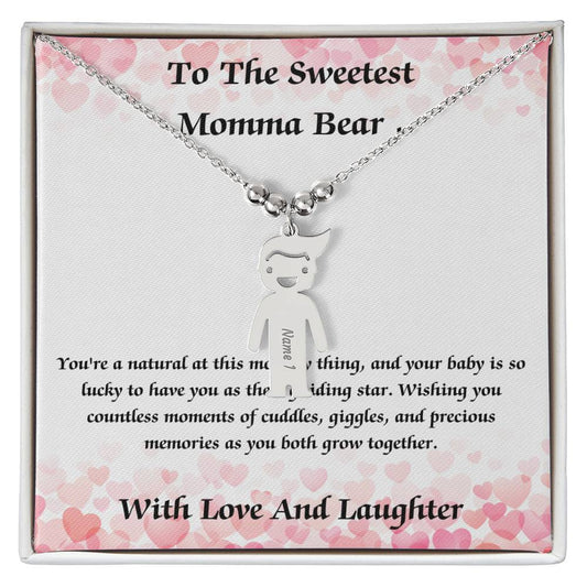 Momma Bear Kid Charm Name Necklace
