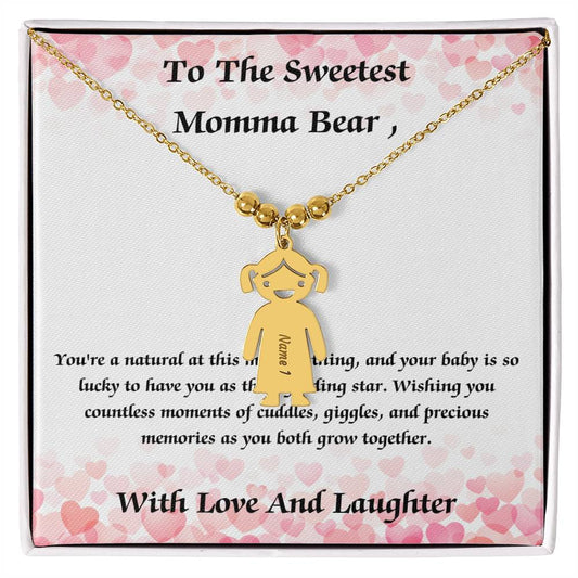 Momma Bear Kid Charm Name Necklace