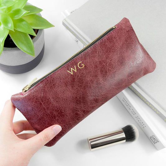 Monogrammed Leather Slimline Clutch