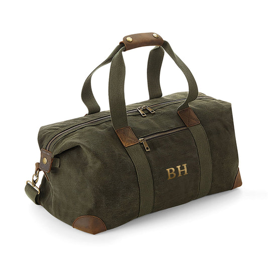 Monogrammed Luxury Waxed Canvas Holdall