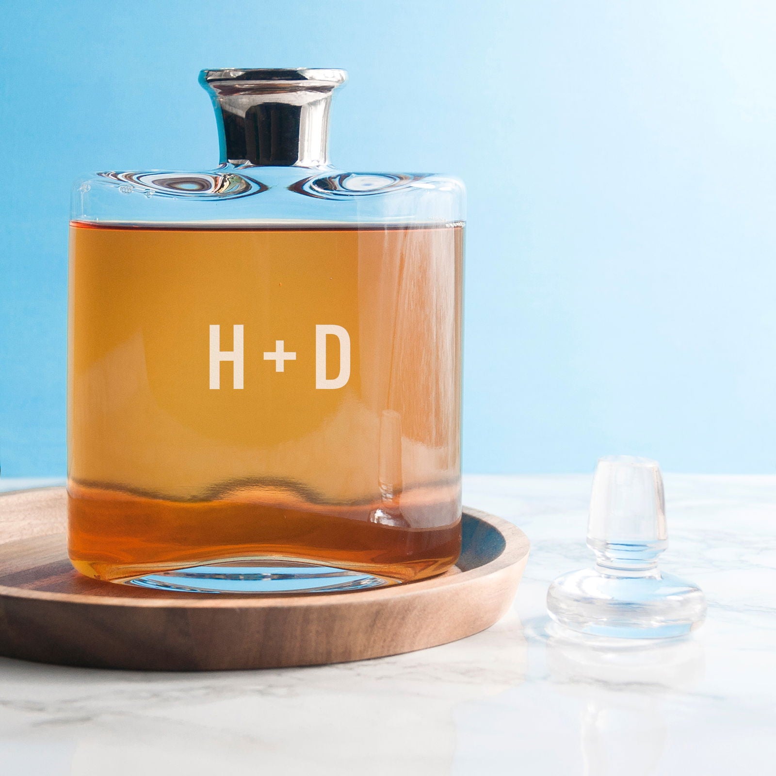 Monogrammed Platinum Necked Whisky Decanter - Lovesakes