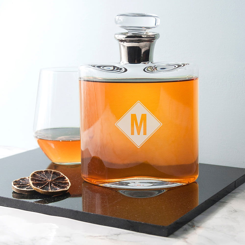 Monogrammed Platinum Necked Whisky Decanter - Lovesakes