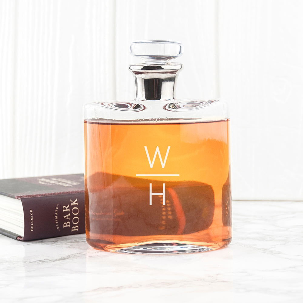 Monogrammed Platinum Necked Whisky Decanter - Lovesakes