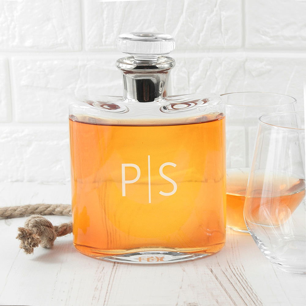 Monogrammed Platinum Necked Whisky Decanter - Lovesakes