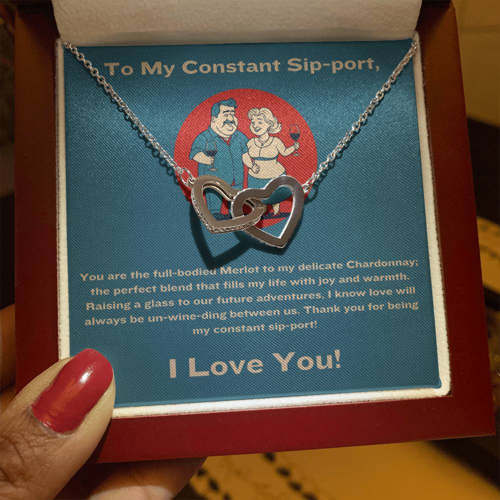 My Constant Sip-port - Interlocking Hearts Necklace 