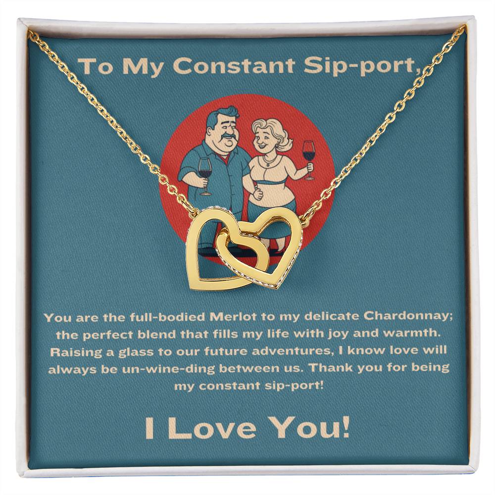 My Constant Sip-port - Interlocking Hearts Necklace 